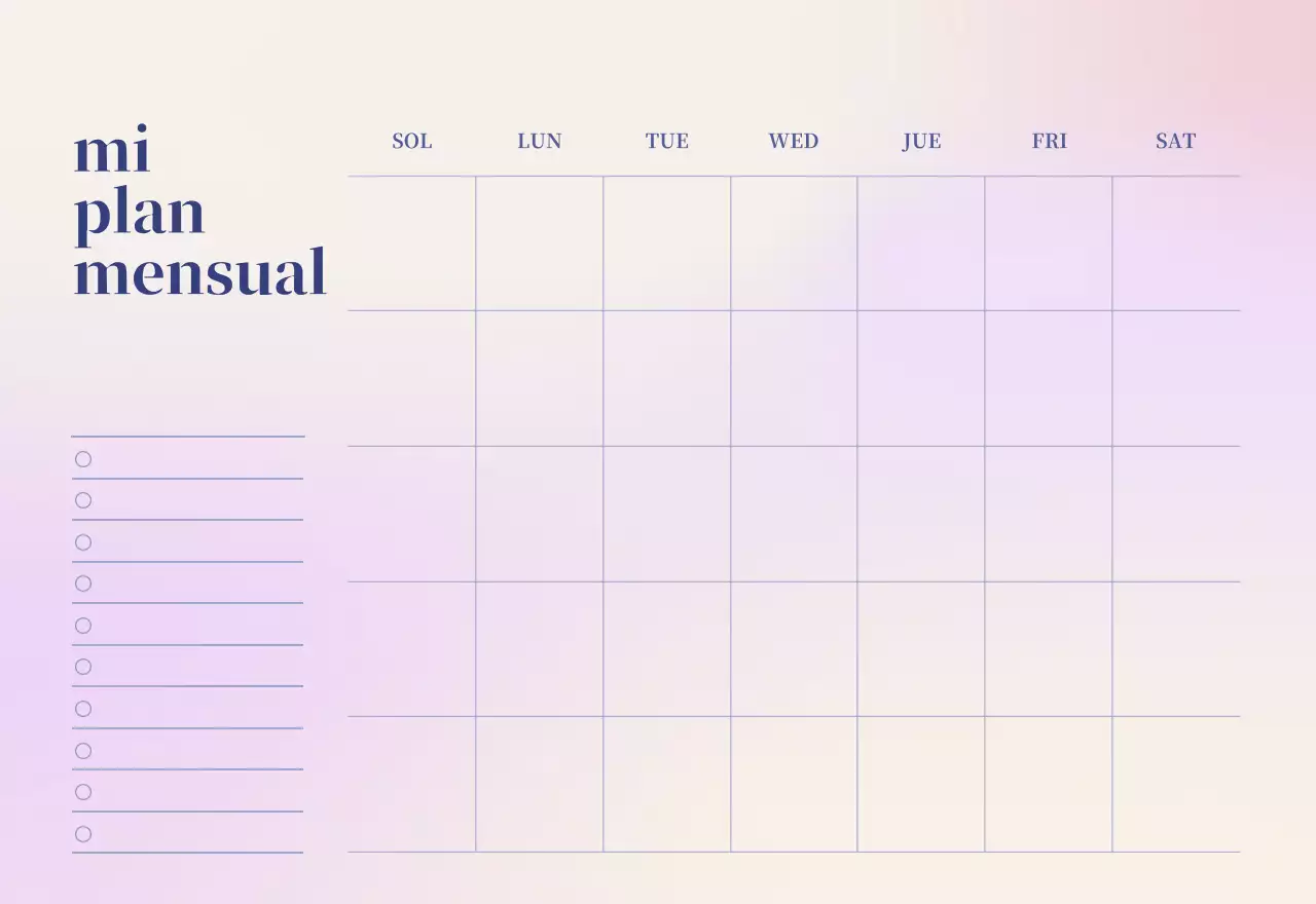 Calendario minimalista degradado