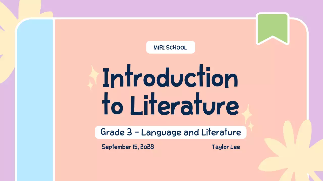 Peach Minimal Literature Course Presentation