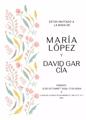 invitación de boda floral blanca