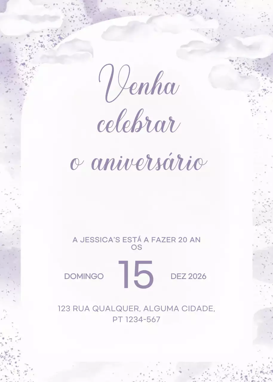 Convite de aniversário elegante branco