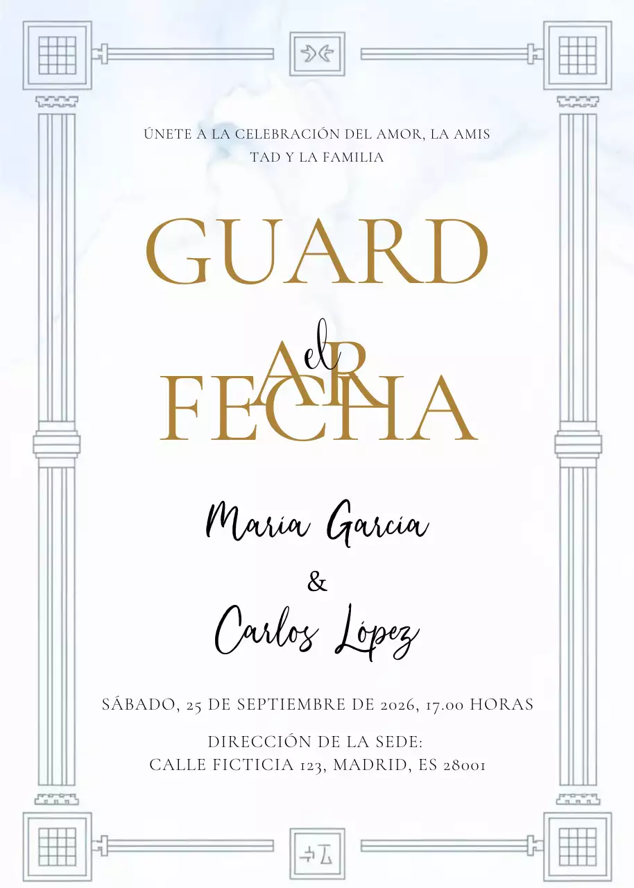 elegante invitación de boda dorada