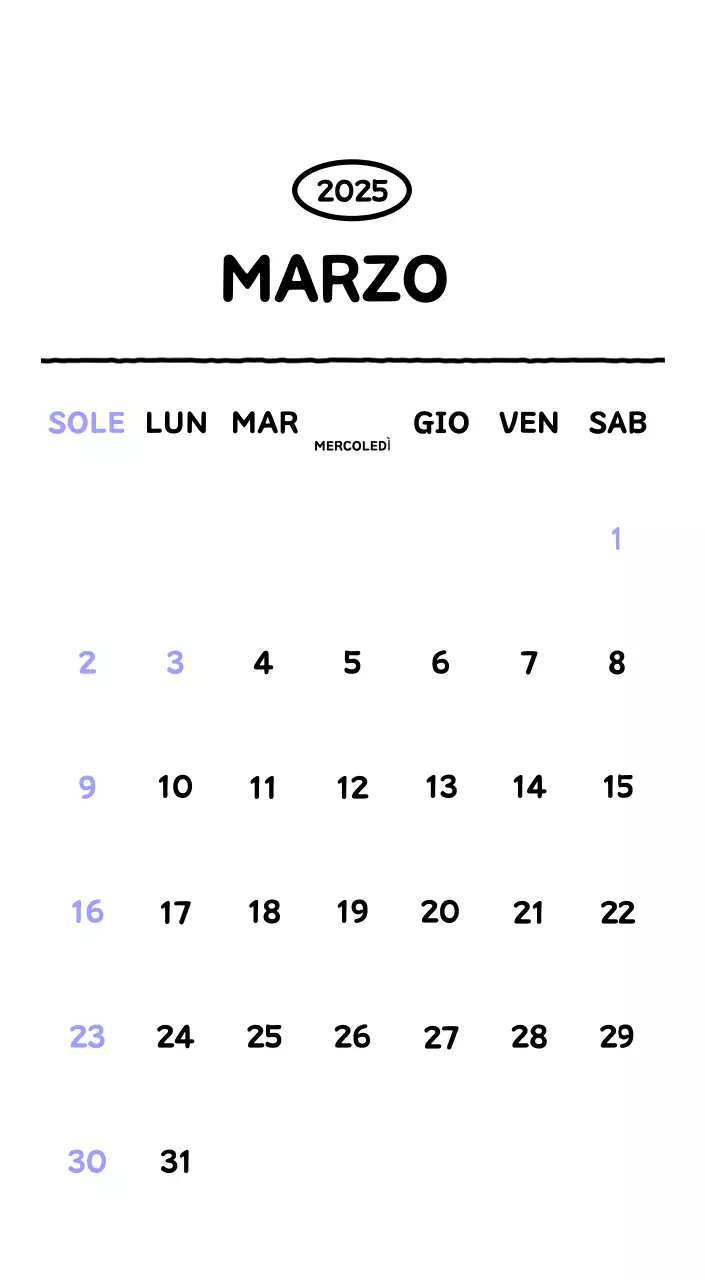 Calendario illustrato con un grazioso stile di linee
