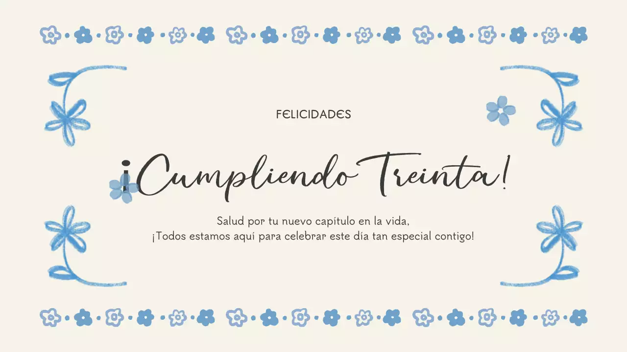 cumpleaños floral azul