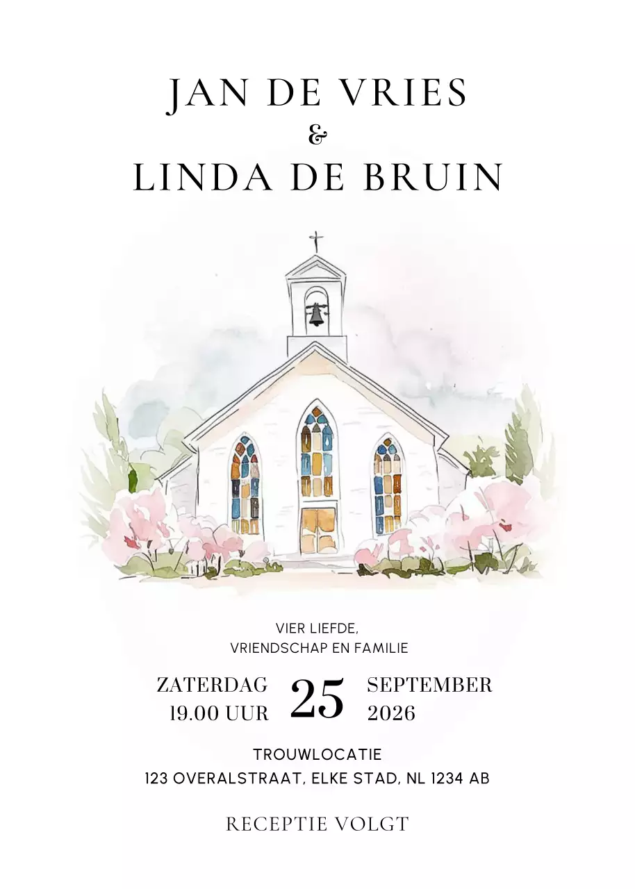 Witte elegante huwelijksuitnodiging