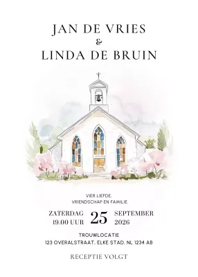 Witte elegante huwelijksuitnodiging