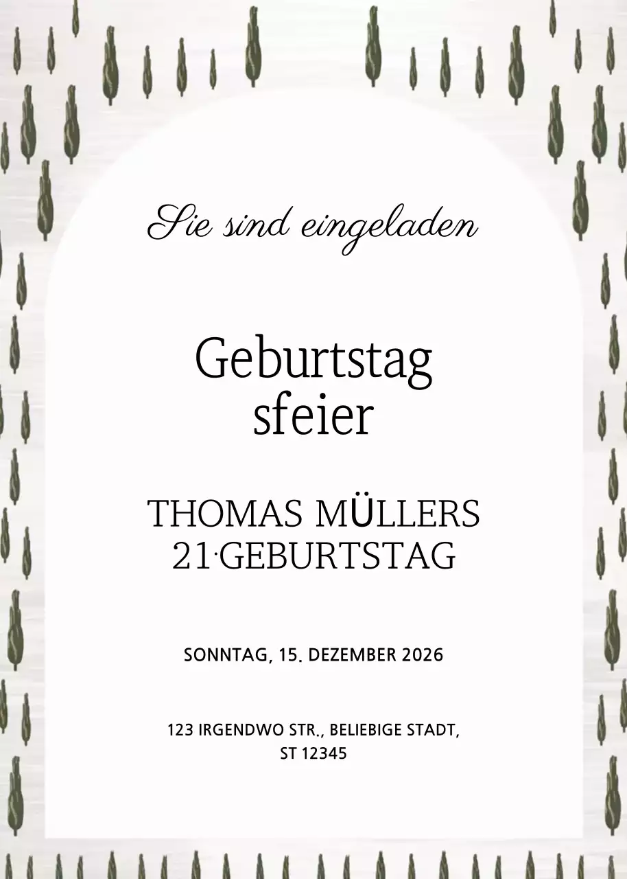 Rustikale Geburtstagseinladung in Grün