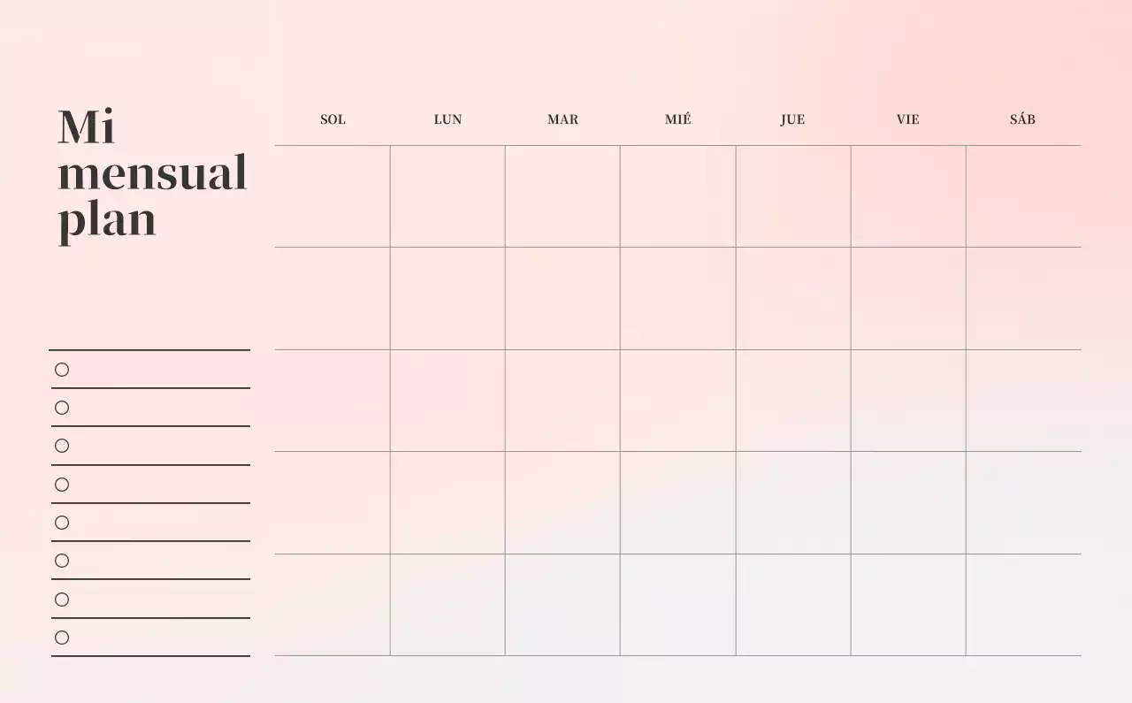 Calendario minimalista degradado