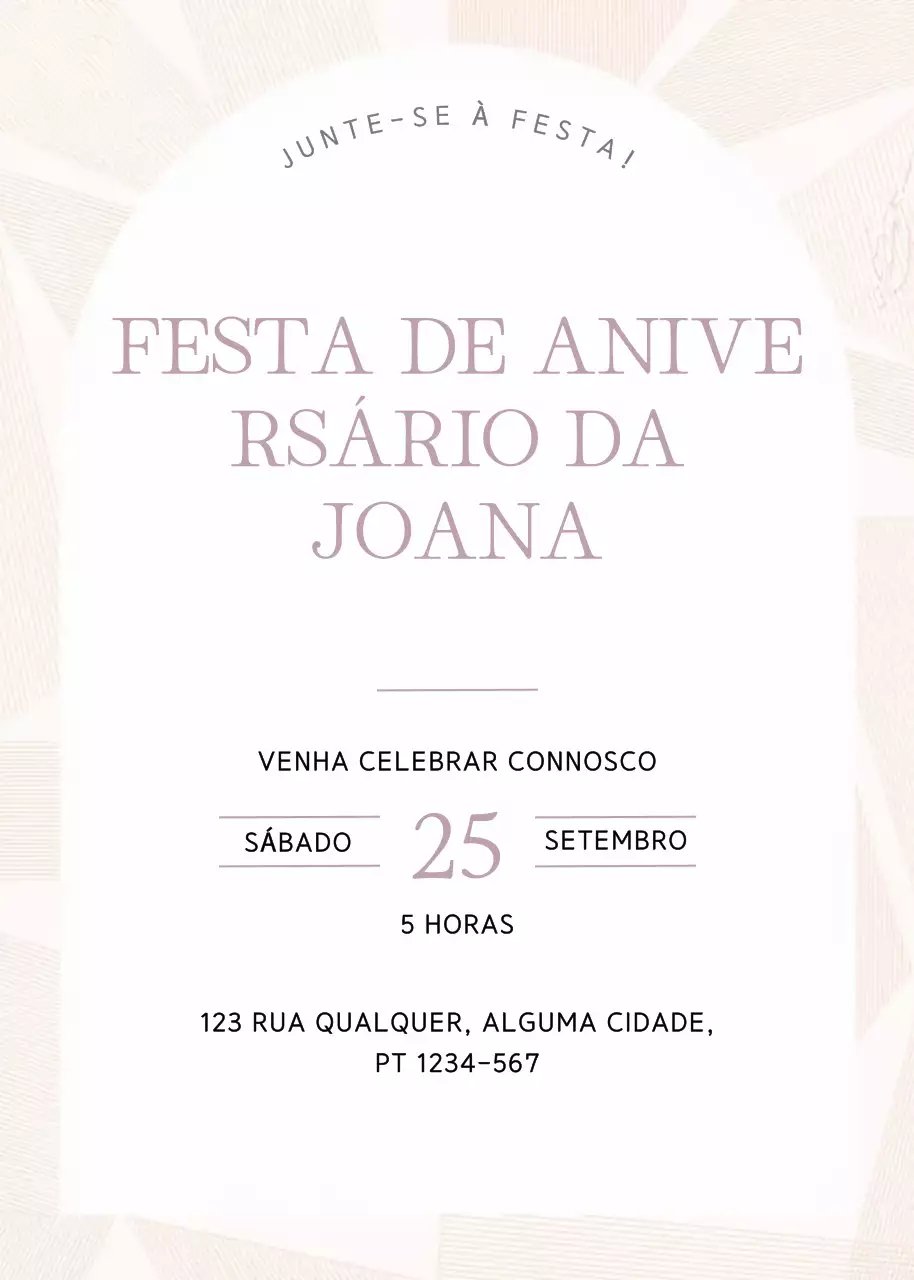 Convite de aniversário elegante bege
