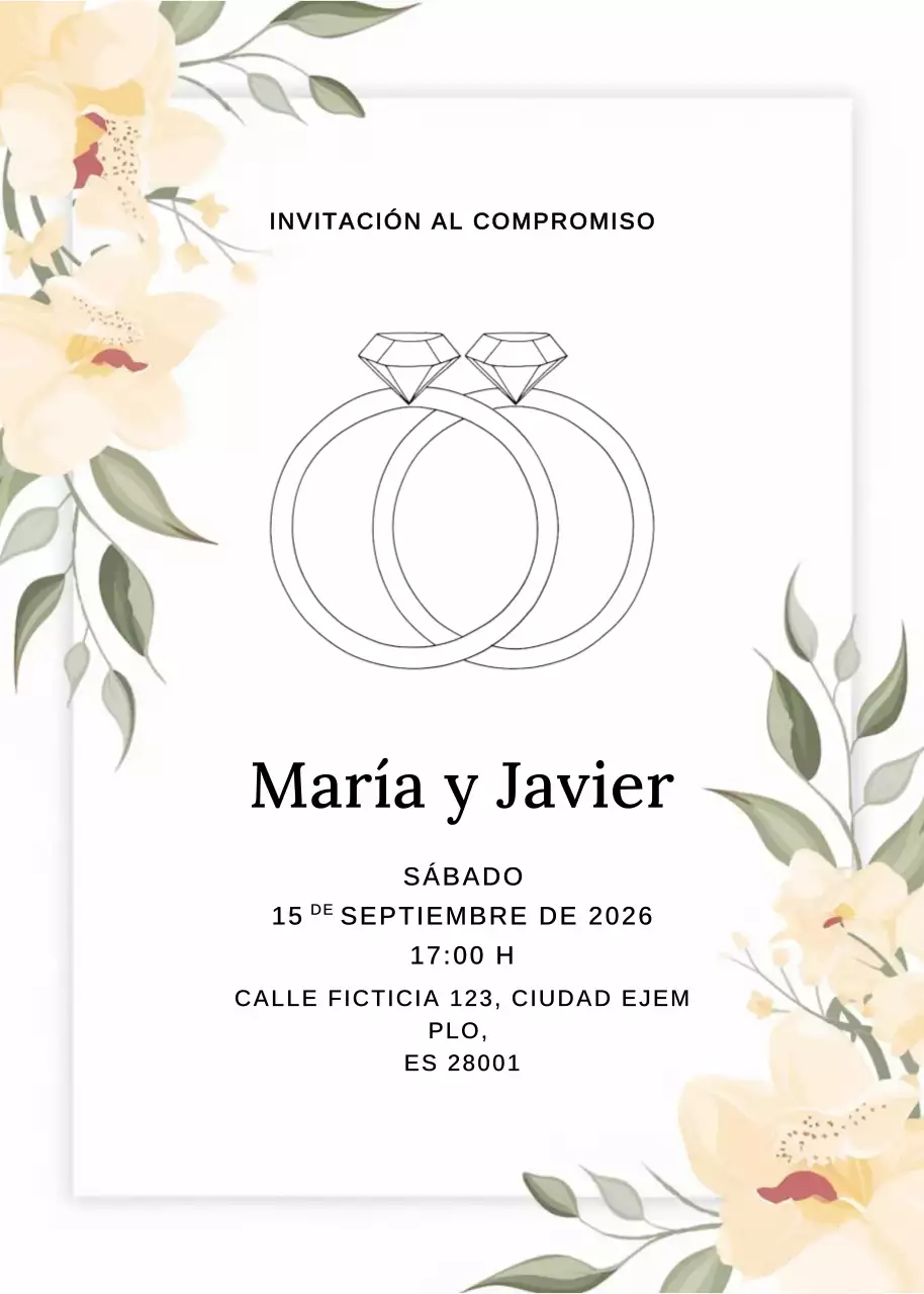 Invitación de compromiso elegante beige
