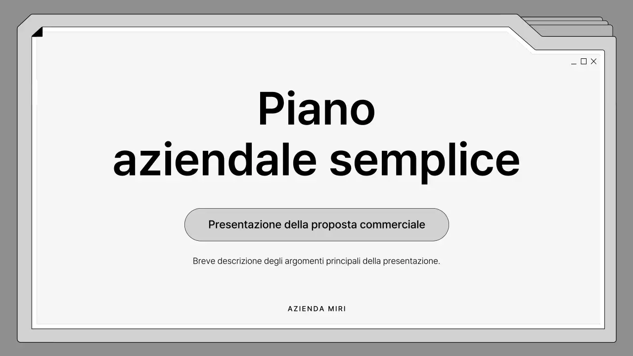 Proposta in bianco e nero, ordinatamente incorniciata in una cornice per fascicoli