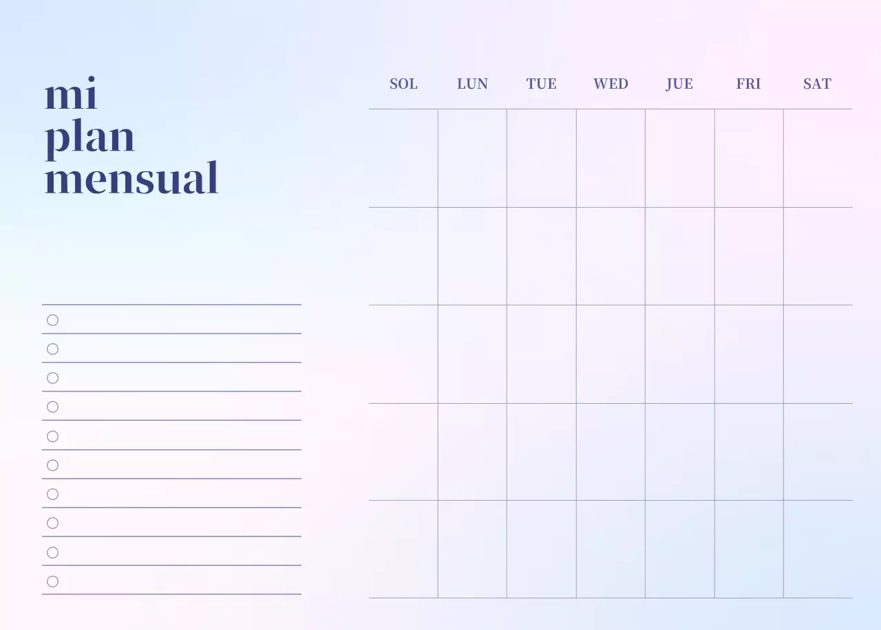 Calendario minimalista degradado