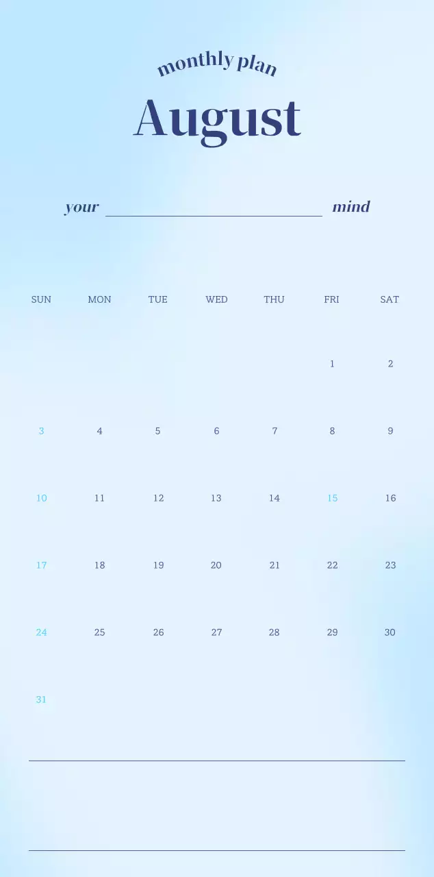 Gradient Minimalist Calendar