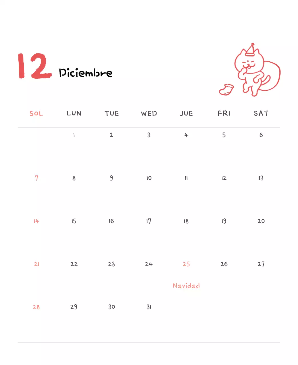 Calendario diario en marfil