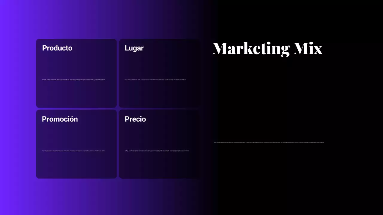 Presentación del plan de marketing en degradado negro y morado