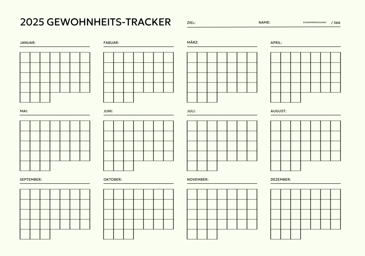 Minimalistische Ziel-Tracker-Kalender mit Pastell lila Hintergrund