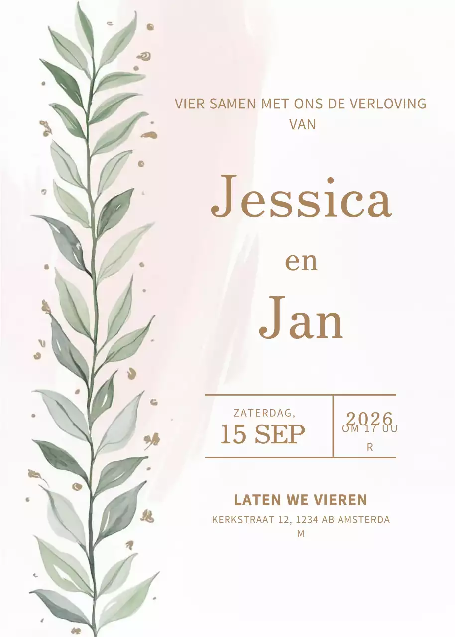 Elegante verlovingsuitnodiging beige