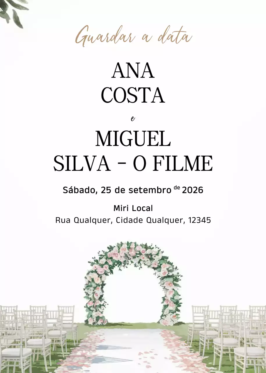 Convite de casamento branco e elegante