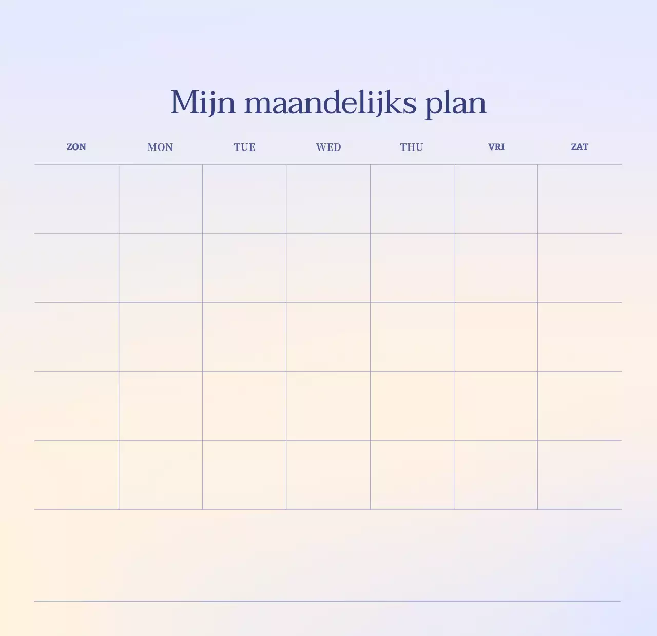 Minimalistische kalender met kleurverloop