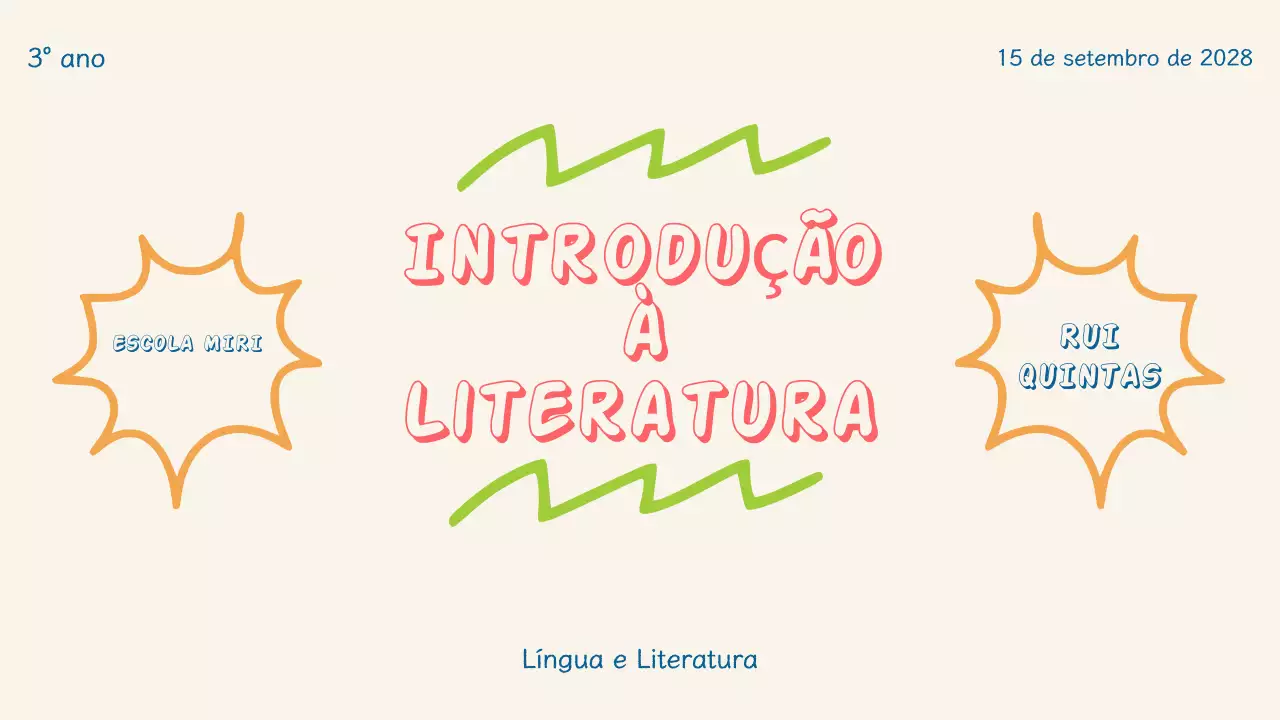 Apresentação de literatura simples e colorida para crianças