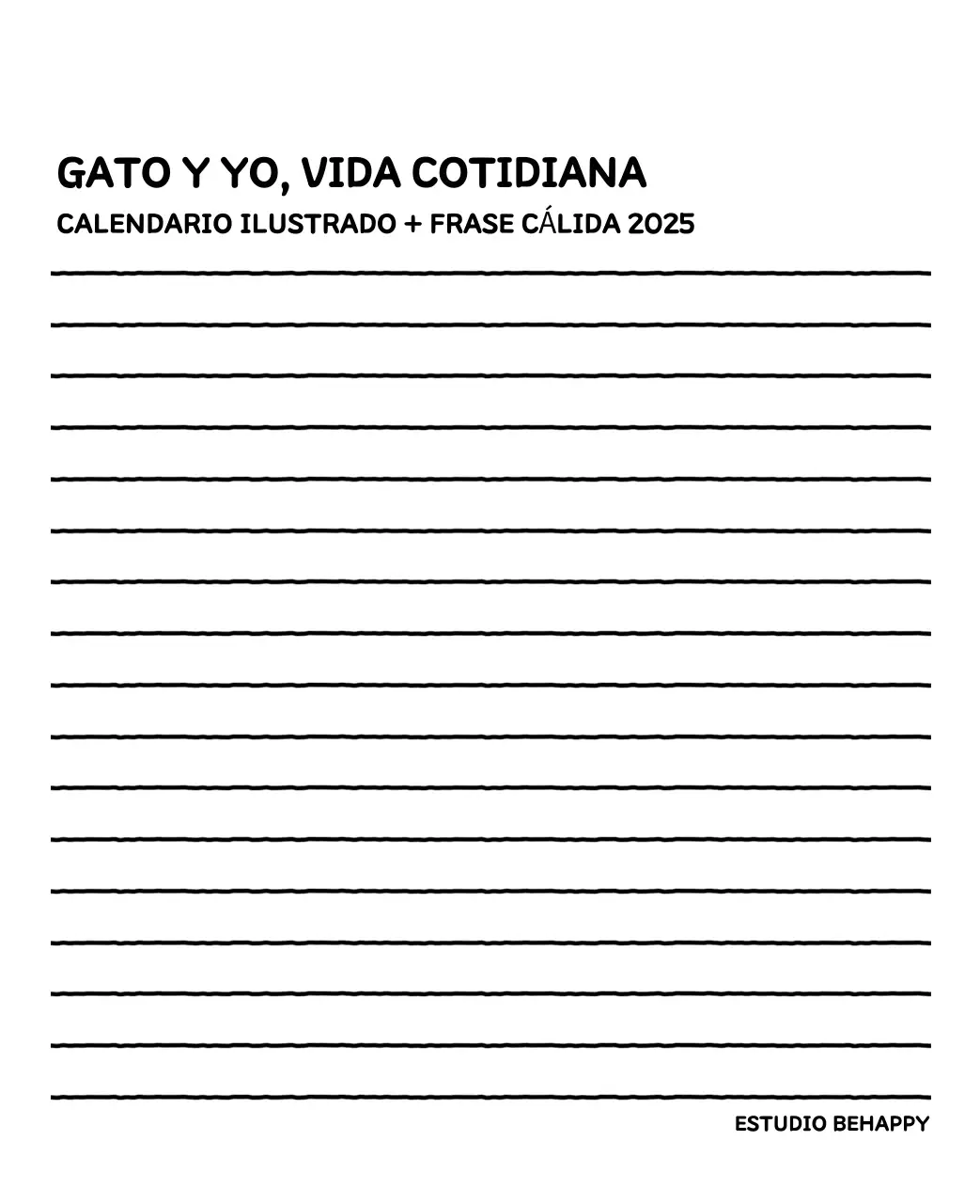 Calendario ilustrado con un bonito estilo de líneas