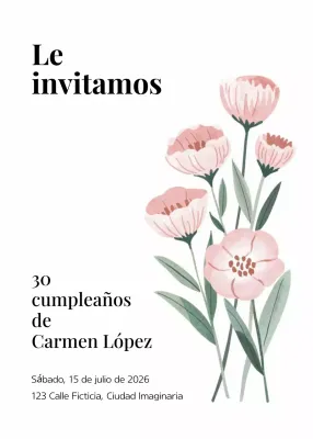 Invitación de cumpleaños floral rosa