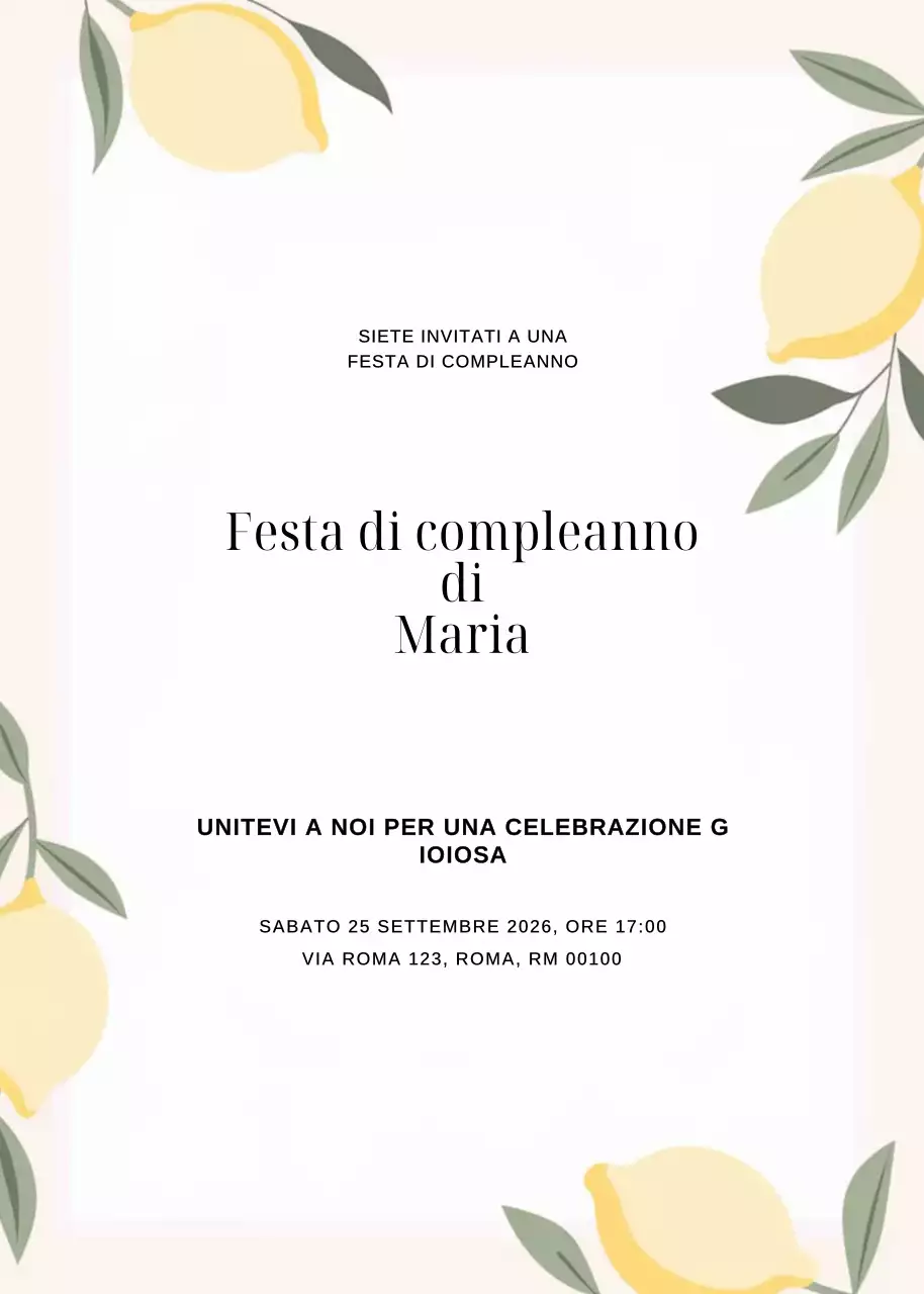 Invito di compleanno elegante giallo