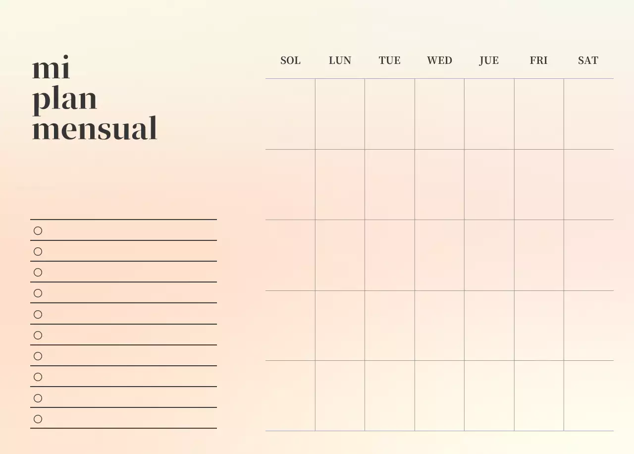 Calendario minimalista degradado