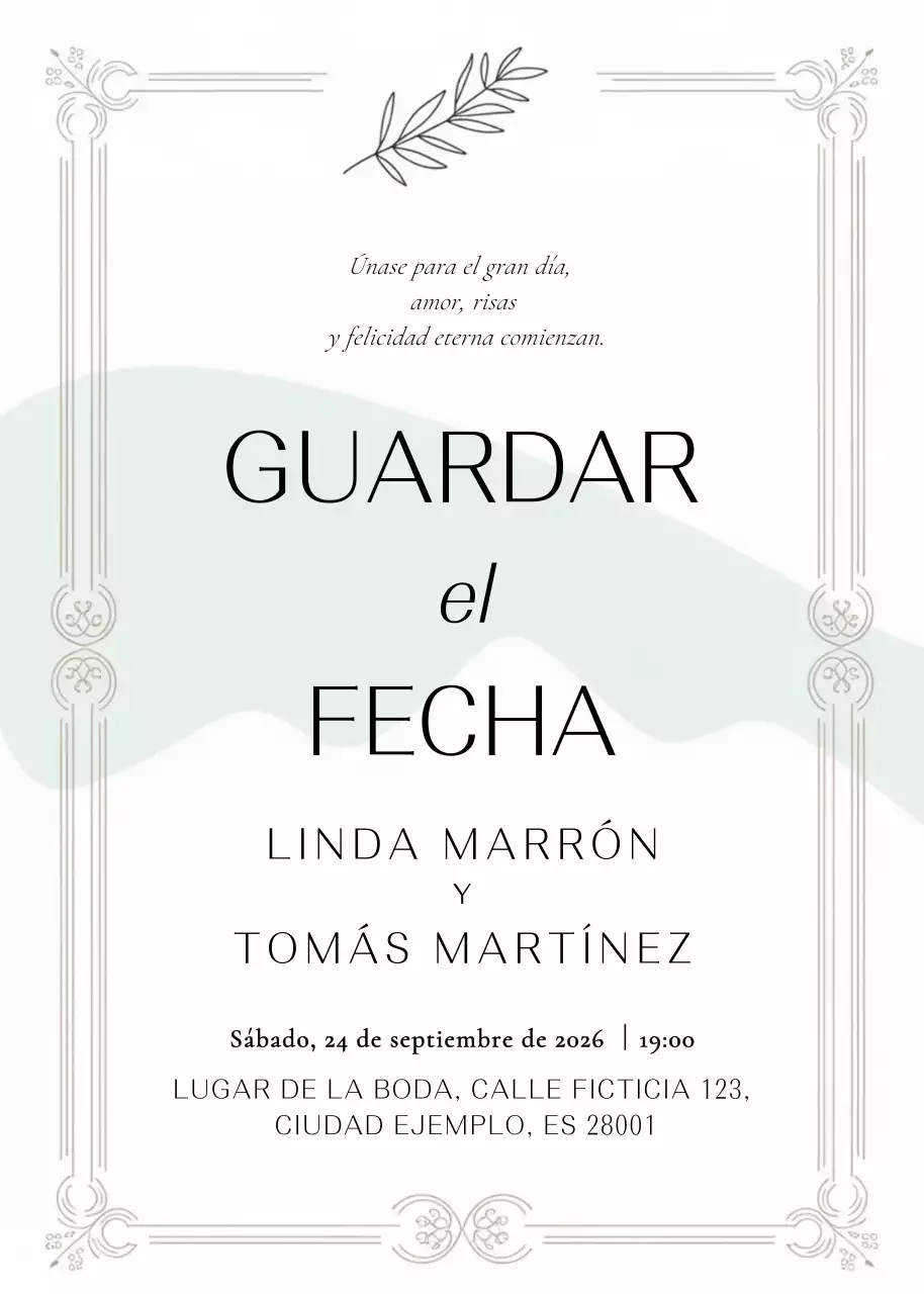 Invitación de boda blanca y elegante