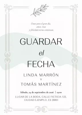 Invitación de boda blanca y elegante