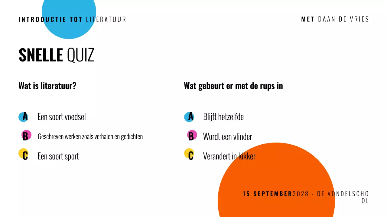 Veelkleurige moderne literatuur cursuspresentatie