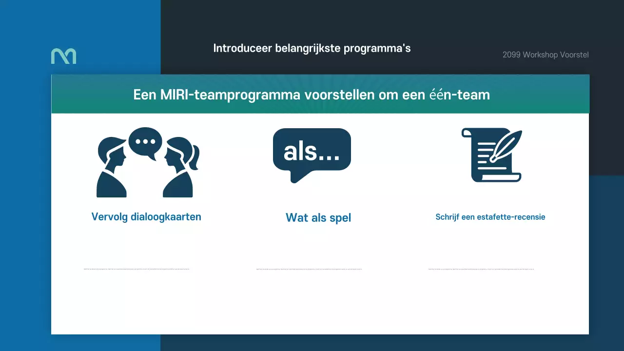 Een eenvoudig workshopvoorstel in blauw en groen