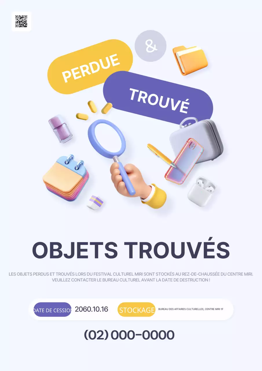Publicité pour les objets perdus et trouvés Mauve Simple