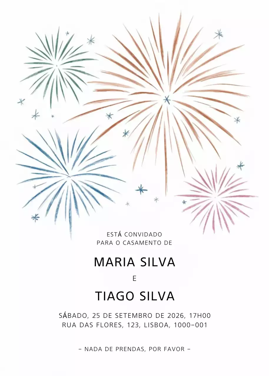 Convite de casamento elegante e colorido