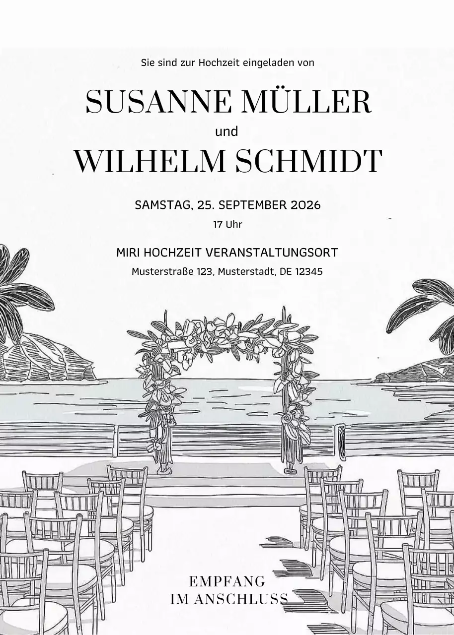 Weiß Elegante Hochzeitseinladung