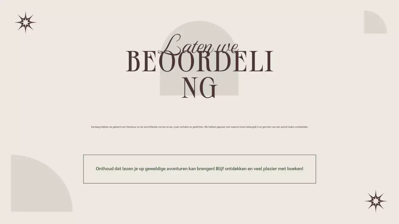 Beige Bruin Minimalistische Literatuur Cursus Presentatie