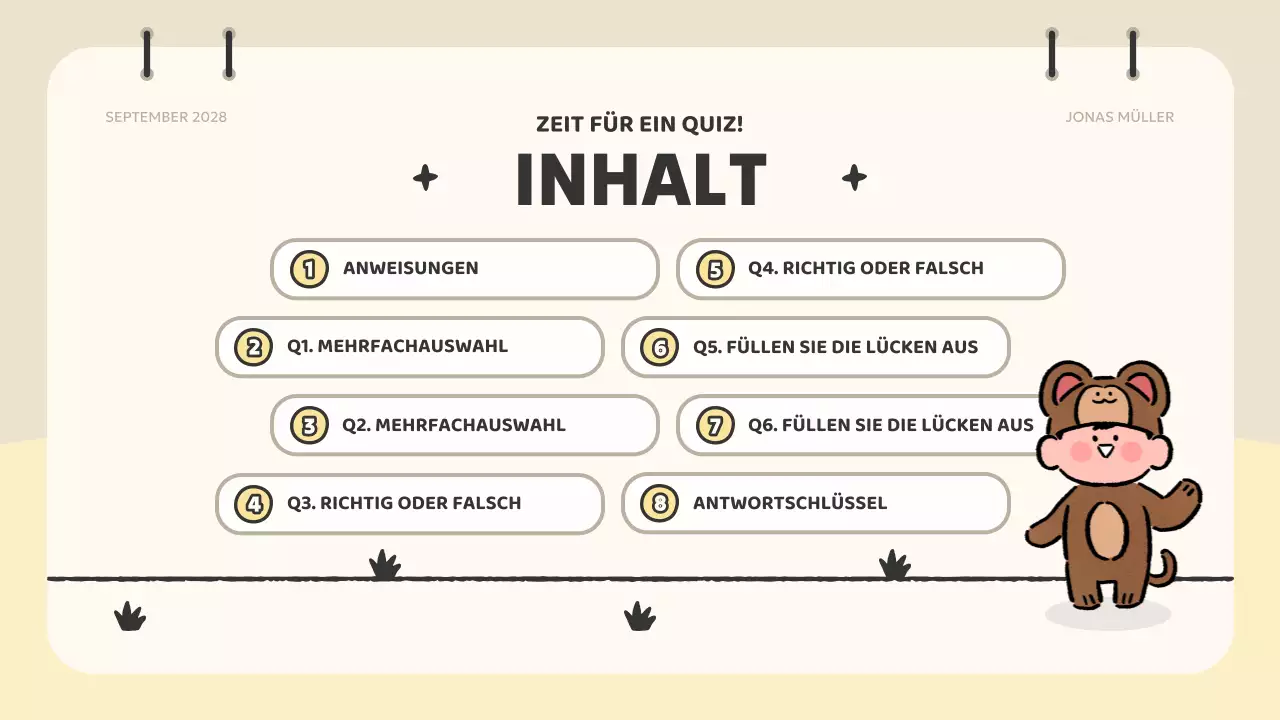 beige animation quiz material