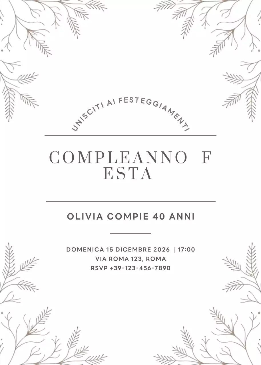 invito di compleanno minimal bianco