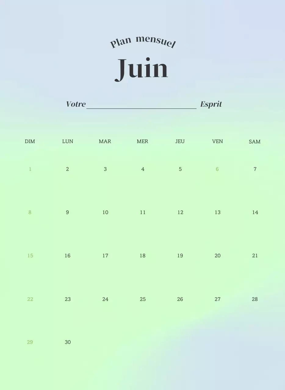 Calendrier minimaliste dégradé