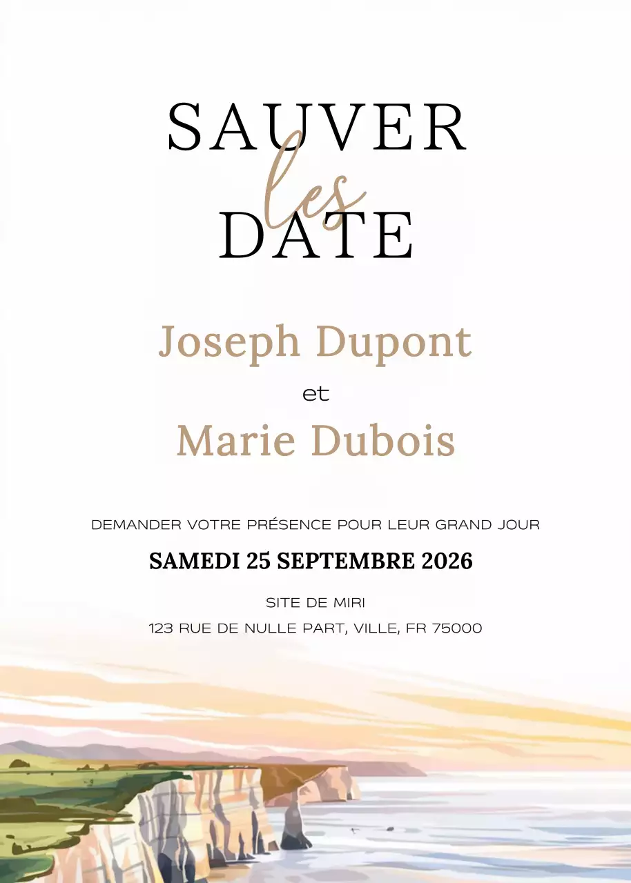 Invitation de mariage beige et élégante