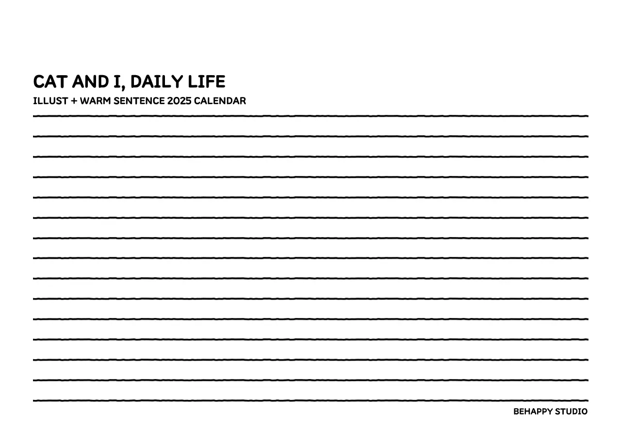 Illustrated calendar with a cute line style