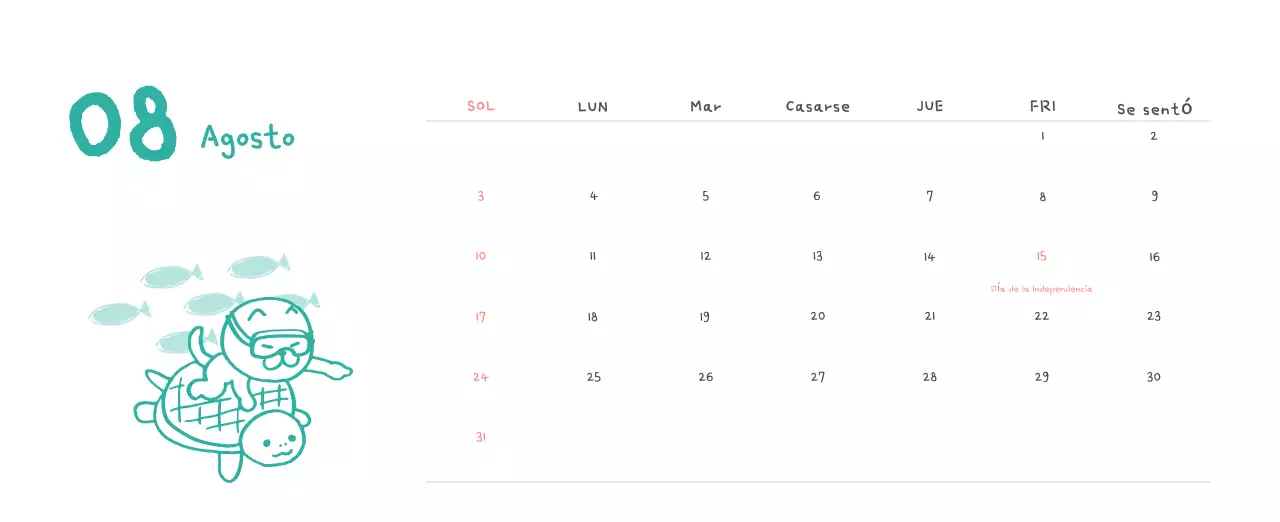 Calendario diario en marfil
