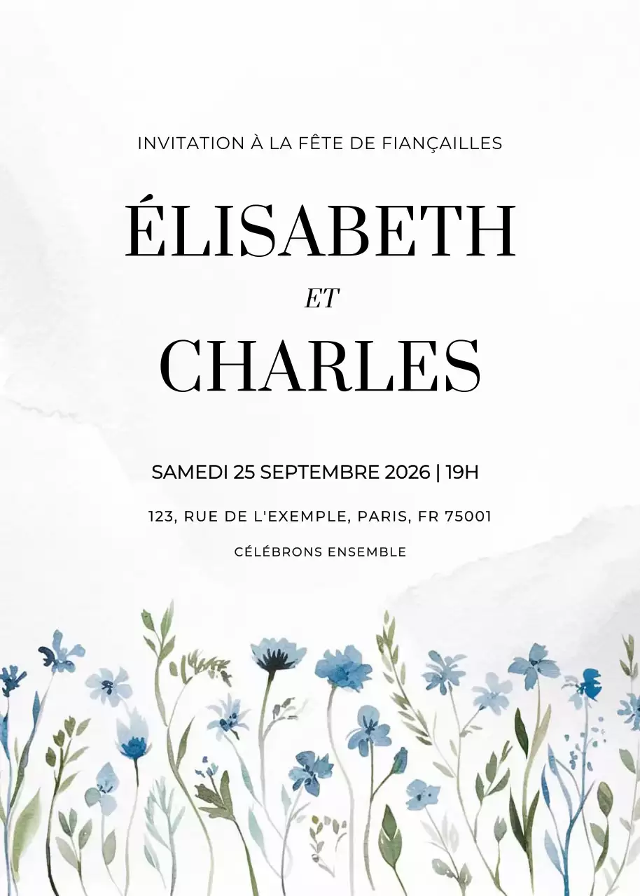 invitation de fiançailles élégante et blanche