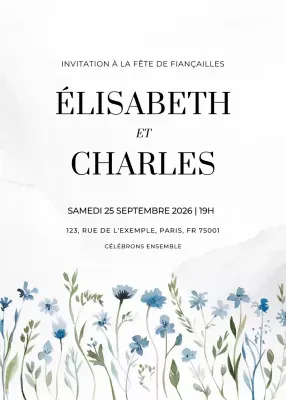 invitation de fiançailles élégante et blanche