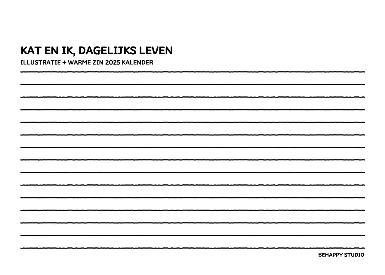 Geïllustreerde kalender met een mooie lijnstijl