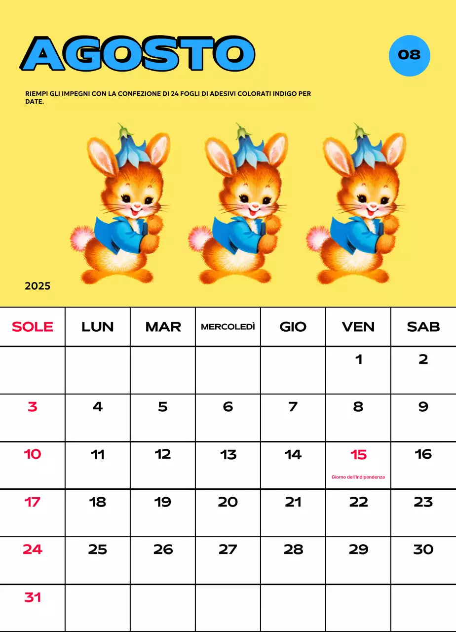 Calendari colorati con una varietà di illustrazioni retrò
