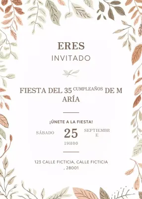 Invitación de cumpleaños floral beige