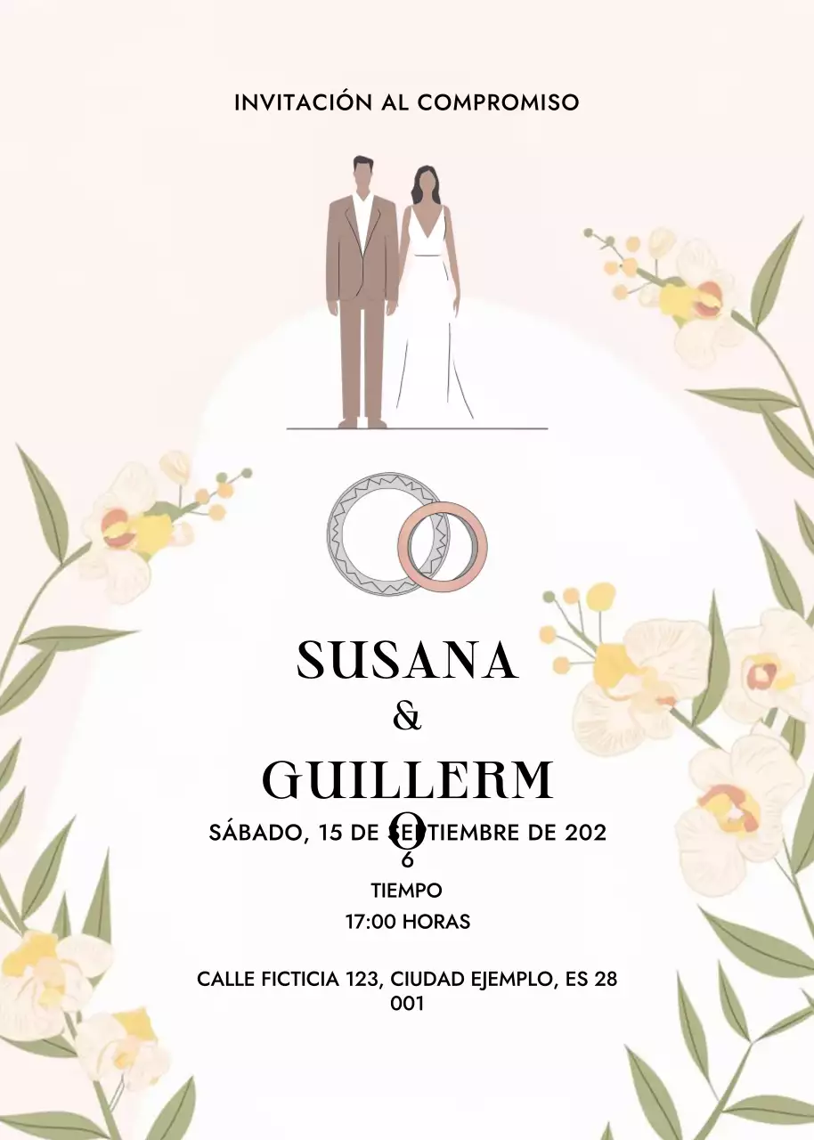 Invitación de compromiso elegante beige