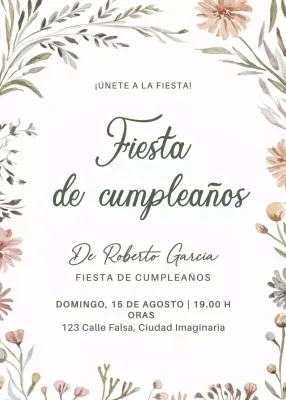 Invitación de cumpleaños botánica beige