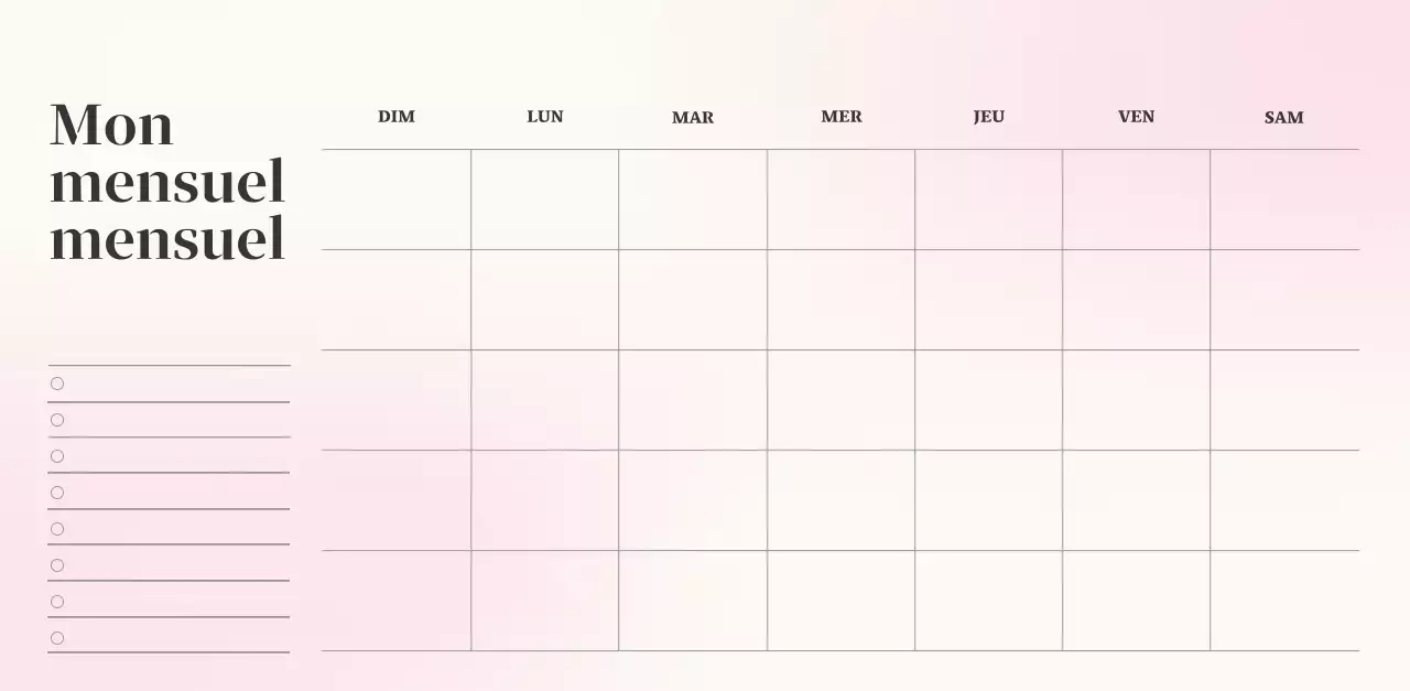 Calendrier minimaliste dégradé