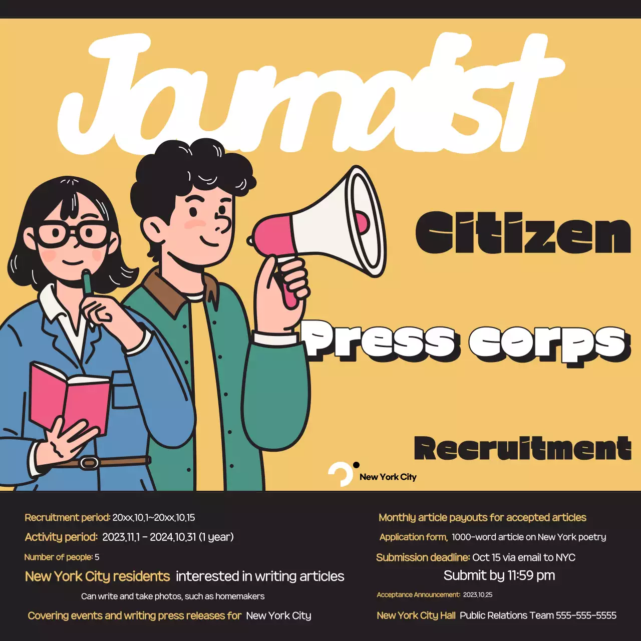 thông báo tuyển dụng pop màu vàng tuyển dụng